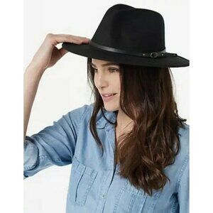 Attitudes by Renee Black Felt Fedora Hat New Boho Chic black hat
